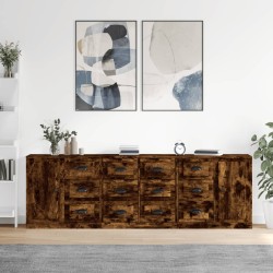 vidaXL Sideboards 3 Stk. Räuchereiche Holzwerkstoff