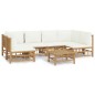 vidaXL 7-tlg. Garten-Lounge-Set mit Cremeweißen Kissen Bambus vidaXL 7-tlg. Garten-Lounge-Set mit Cremeweißen Kissen Bambus