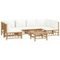 vidaXL 7-tlg. Garten-Lounge-Set mit Cremeweißen Kissen Bambus vidaXL 7-tlg. Garten-Lounge-Set mit Cremeweißen Kissen Bambus