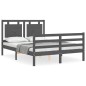vidaXL Massivholzbett mit Kopfteil Grau 140x190 cm vidaXL Massivholzbett mit Kopfteil Grau 140x190 cm