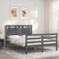 vidaXL Massivholzbett mit Kopfteil Grau 140x190 cm vidaXL Massivholzbett mit Kopfteil Grau 140x190 cm