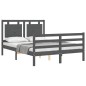 vidaXL Massivholzbett mit Kopfteil Grau 140x190 cm vidaXL Massivholzbett mit Kopfteil Grau 140x190 cm