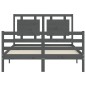 vidaXL Massivholzbett mit Kopfteil Grau 140x190 cm vidaXL Massivholzbett mit Kopfteil Grau 140x190 cm