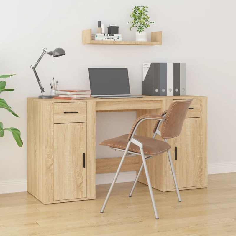 vidaXL Schreibtisch mit Stauraum Sonoma-Eiche Holzwerkstoff vidaXL Schreibtisch mit Stauraum Sonoma-Eiche Holzwerkstoff