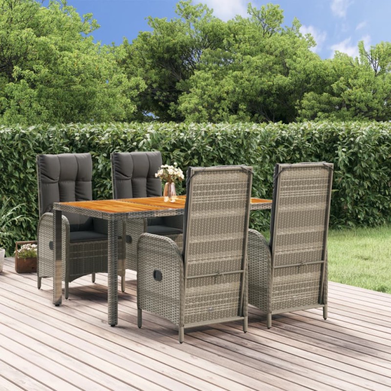 vidaXL 5-tlg. Garten-Essgruppe mit Kissen Grau Poly Rattan vidaXL 5-tlg. Garten-Essgruppe mit Kissen Grau Poly Rattan
