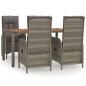 vidaXL 5-tlg. Garten-Essgruppe mit Kissen Grau Poly Rattan vidaXL 5-tlg. Garten-Essgruppe mit Kissen Grau Poly Rattan