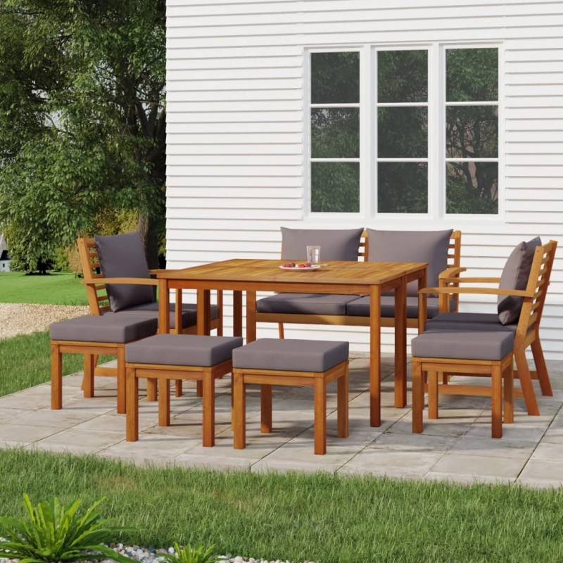 vidaXL 9-tlg. Garten-Essgruppe mit Kissen Massivholz Akazie vidaXL 9-tlg. Garten-Essgruppe mit Kissen Massivholz Akazie