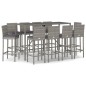 vidaXL 11-tlg. Gartenbar-Set mit Kissen Grau Poly Rattan vidaXL 11-tlg. Gartenbar-Set mit Kissen Grau Poly Rattan