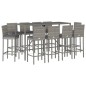 vidaXL 11-tlg. Gartenbar-Set mit Kissen Grau Poly Rattan vidaXL 11-tlg. Gartenbar-Set mit Kissen Grau Poly Rattan