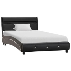 Bettgestell mit LED Schwarz Kunstleder 90x200 cm