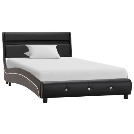 Bettgestell mit LED Schwarz Kunstleder 90x200 cm