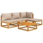 vidaXL 5-tlg. Garten-Lounge-Set mit Taupe Kissen Massivholz vidaXL 5-tlg. Garten-Lounge-Set mit Taupe Kissen Massivholz
