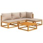 vidaXL 5-tlg. Garten-Lounge-Set mit Taupe Kissen Massivholz vidaXL 5-tlg. Garten-Lounge-Set mit Taupe Kissen Massivholz