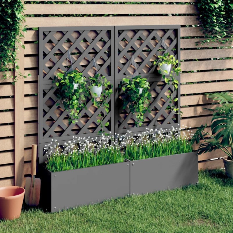 vidaXL Blumenkästen mit Rankgittern 2 Stk. Grau 65x33x135 cm WPC vidaXL Blumenkästen mit Rankgittern 2 Stk. Grau 65x33x135 cm WPC