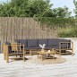 vidaXL 7-tlg. Garten-Lounge-Set mit Dunkelgrauen Kissen Bambus vidaXL 7-tlg. Garten-Lounge-Set mit Dunkelgrauen Kissen Bambus