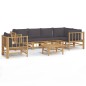 vidaXL 7-tlg. Garten-Lounge-Set mit Dunkelgrauen Kissen Bambus vidaXL 7-tlg. Garten-Lounge-Set mit Dunkelgrauen Kissen Bambus