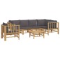 vidaXL 7-tlg. Garten-Lounge-Set mit Dunkelgrauen Kissen Bambus vidaXL 7-tlg. Garten-Lounge-Set mit Dunkelgrauen Kissen Bambus
