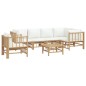 vidaXL 7-tlg. Garten-Lounge-Set mit Cremeweißen Kissen Bambus vidaXL 7-tlg. Garten-Lounge-Set mit Cremeweißen Kissen Bambus