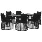 vidaXL 7-tlg. Garten-Essgruppe mit Kissen Schwarz PVC-Rattan vidaXL 7-tlg. Garten-Essgruppe mit Kissen Schwarz PVC-Rattan