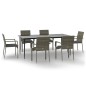vidaXL 7-tlg. Garten-Essgruppe mit Kissen Schwarz und Grau Poly Rattan vidaXL 7-tlg. Garten-Essgruppe mit Kissen Schwarz und Grau Poly Rattan