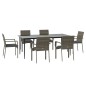 vidaXL 7-tlg. Garten-Essgruppe mit Kissen Schwarz und Grau Poly Rattan vidaXL 7-tlg. Garten-Essgruppe mit Kissen Schwarz und Grau Poly Rattan