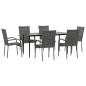 vidaXL 7-tlg. Garten-Essgruppe Grau Poly Rattan vidaXL 7-tlg. Garten-Essgruppe Grau Poly Rattan