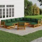 vidaXL 12-tlg. Garten-Lounge-Set mit Grünen Kissen Massivholz vidaXL 12-tlg. Garten-Lounge-Set mit Grünen Kissen Massivholz