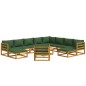 vidaXL 12-tlg. Garten-Lounge-Set mit Grünen Kissen Massivholz vidaXL 12-tlg. Garten-Lounge-Set mit Grünen Kissen Massivholz