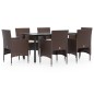 vidaXL 7-tlg. Garten-Essgruppe mit Kissen Braun und Schwarz vidaXL 7-tlg. Garten-Essgruppe mit Kissen Braun und Schwarz