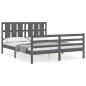 vidaXL Massivholzbett mit Kopfteil Grau 160x200 cm