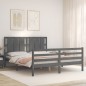 vidaXL Massivholzbett mit Kopfteil Grau 160x200 cm