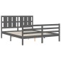 vidaXL Massivholzbett mit Kopfteil Grau 160x200 cm