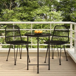 vidaXL 3-tlg. Garten-Essgruppe Schwarz Poly Rattan