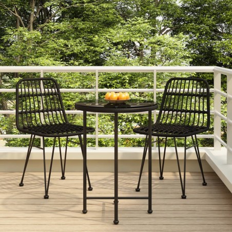 vidaXL 3-tlg. Garten-Essgruppe Schwarz Poly Rattan