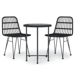 vidaXL 3-tlg. Garten-Essgruppe Schwarz Poly Rattan