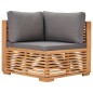 Garten-Ecksofa mit Grauer Auflage Massivholz Teak Garten-Ecksofa mit Grauer Auflage Massivholz Teak
