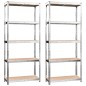 vidaXL Regale mit 5 Böden 2 Stk. Silbern Stahl & Holzwerkstoff vidaXL Regale mit 5 Böden 2 Stk. Silbern Stahl & Holzwerkstoff