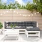 vidaXL 5-tlg. Garten-Lounge-Set mit Kissen Weiß Massivholz vidaXL 5-tlg. Garten-Lounge-Set mit Kissen Weiß Massivholz