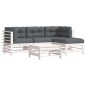 vidaXL 5-tlg. Garten-Lounge-Set mit Kissen Weiß Massivholz vidaXL 5-tlg. Garten-Lounge-Set mit Kissen Weiß Massivholz