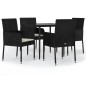 vidaXL 5-tlg. Garten-Essgruppe mit Kissen Schwarz Poly Rattan vidaXL 5-tlg. Garten-Essgruppe mit Kissen Schwarz Poly Rattan
