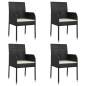 vidaXL 5-tlg. Garten-Essgruppe mit Kissen Schwarz Poly Rattan vidaXL 5-tlg. Garten-Essgruppe mit Kissen Schwarz Poly Rattan