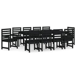 vidaXL 11-tlg. Garten-Essgruppe Schwarz Massivholz Kiefer