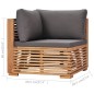 Garten-Ecksofa mit Grauer Auflage Massivholz Teak Garten-Ecksofa mit Grauer Auflage Massivholz Teak