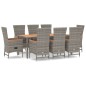 vidaXL 9-tlg. Garten-Essgruppe mit Kissen Grau Poly Rattan vidaXL 9-tlg. Garten-Essgruppe mit Kissen Grau Poly Rattan