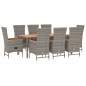 vidaXL 9-tlg. Garten-Essgruppe mit Kissen Grau Poly Rattan vidaXL 9-tlg. Garten-Essgruppe mit Kissen Grau Poly Rattan