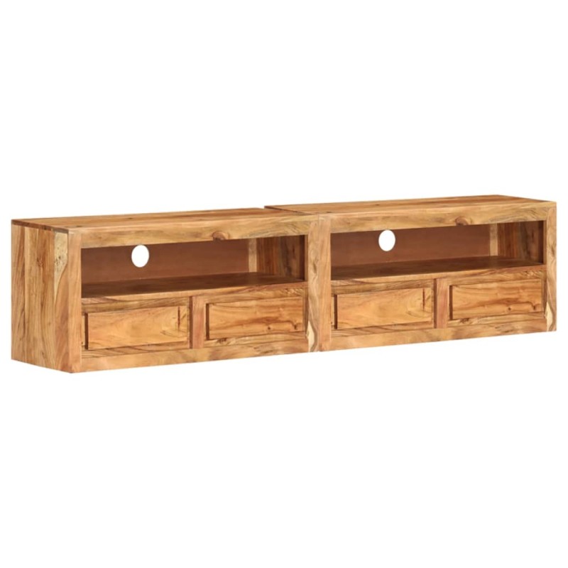 vidaXL TV-Schränke 2 Stk. 88x30x40 cm Massivholz Akazie vidaXL TV-Schränke 2 Stk. 88x30x40 cm Massivholz Akazie