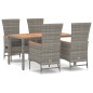 vidaXL 5-tlg. Garten-Essgruppe mit Kissen Grau Poly Rattan vidaXL 5-tlg. Garten-Essgruppe mit Kissen Grau Poly Rattan