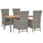 vidaXL 5-tlg. Garten-Essgruppe mit Kissen Grau Poly Rattan vidaXL 5-tlg. Garten-Essgruppe mit Kissen Grau Poly Rattan