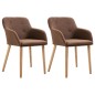 Esszimmerstühle 2 Stk. Braun Stoff und Massivholz Eiche Esszimmerstühle 2 Stk. Braun Stoff und Massivholz Eiche