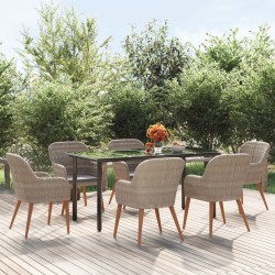 vidaXL 7-tlg. Garten-Essgruppe mit Kissen Braun